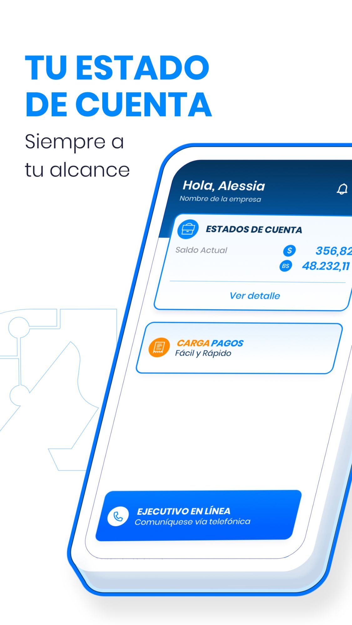 Pantalla de inicio de Soli360 con el saldo del estado de cuenta